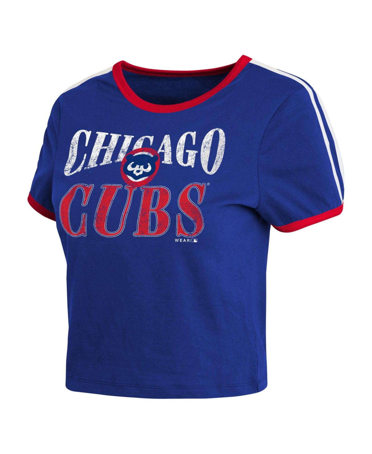 Женская футболка WEAR by Erin Andrews Royal Chicago Cubs Cropped Throwback Ringer Baby T-Shirt — фото 3