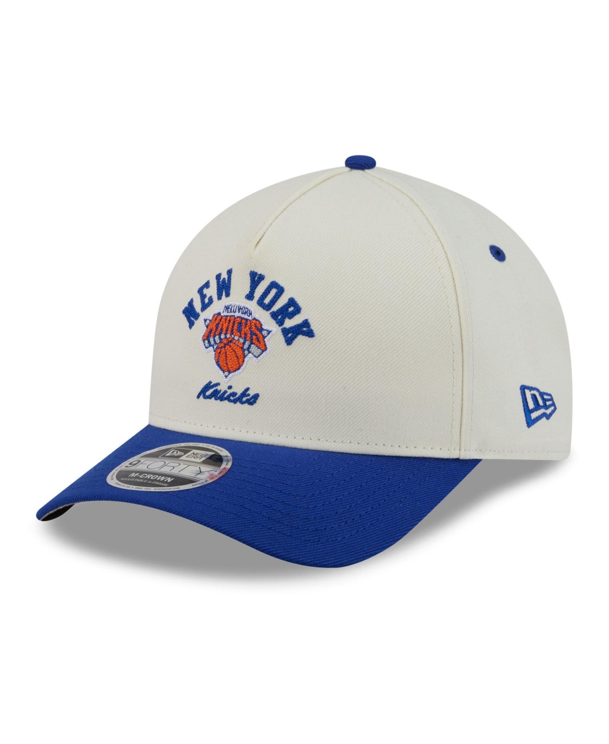 New Era Men's White New York Knicks Arch 9FORTY A-Frame M-Crown Adjustable Hat