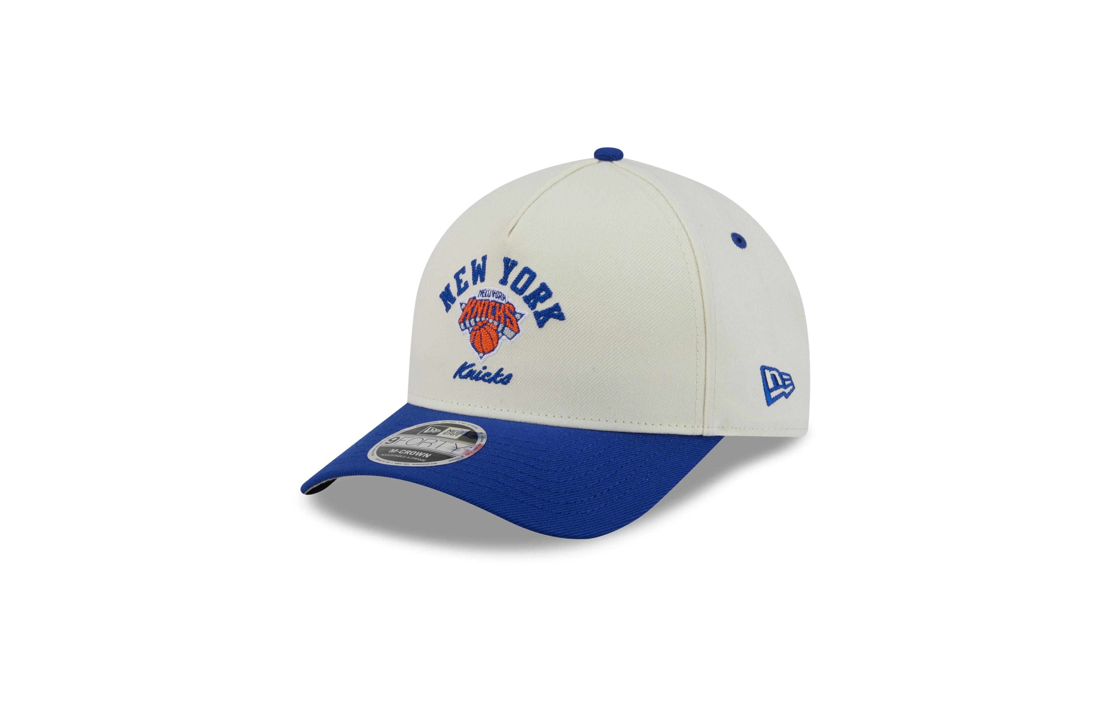New Era Men's White New York Knicks Arch 9FORTY A-Frame M-Crown Adjustable Hat