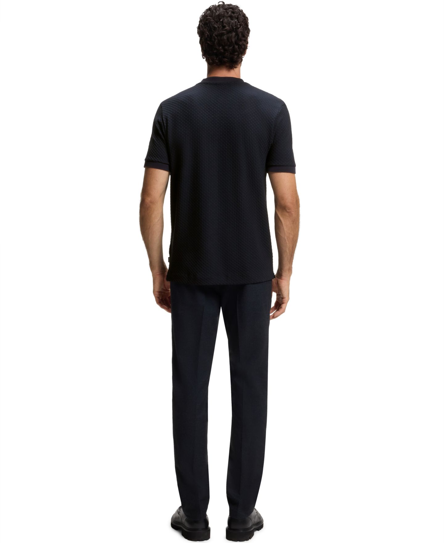 Мужская футболка Hugo Boss Cotton Geometric Structure, цвет: Тёмный синий — фото 2
