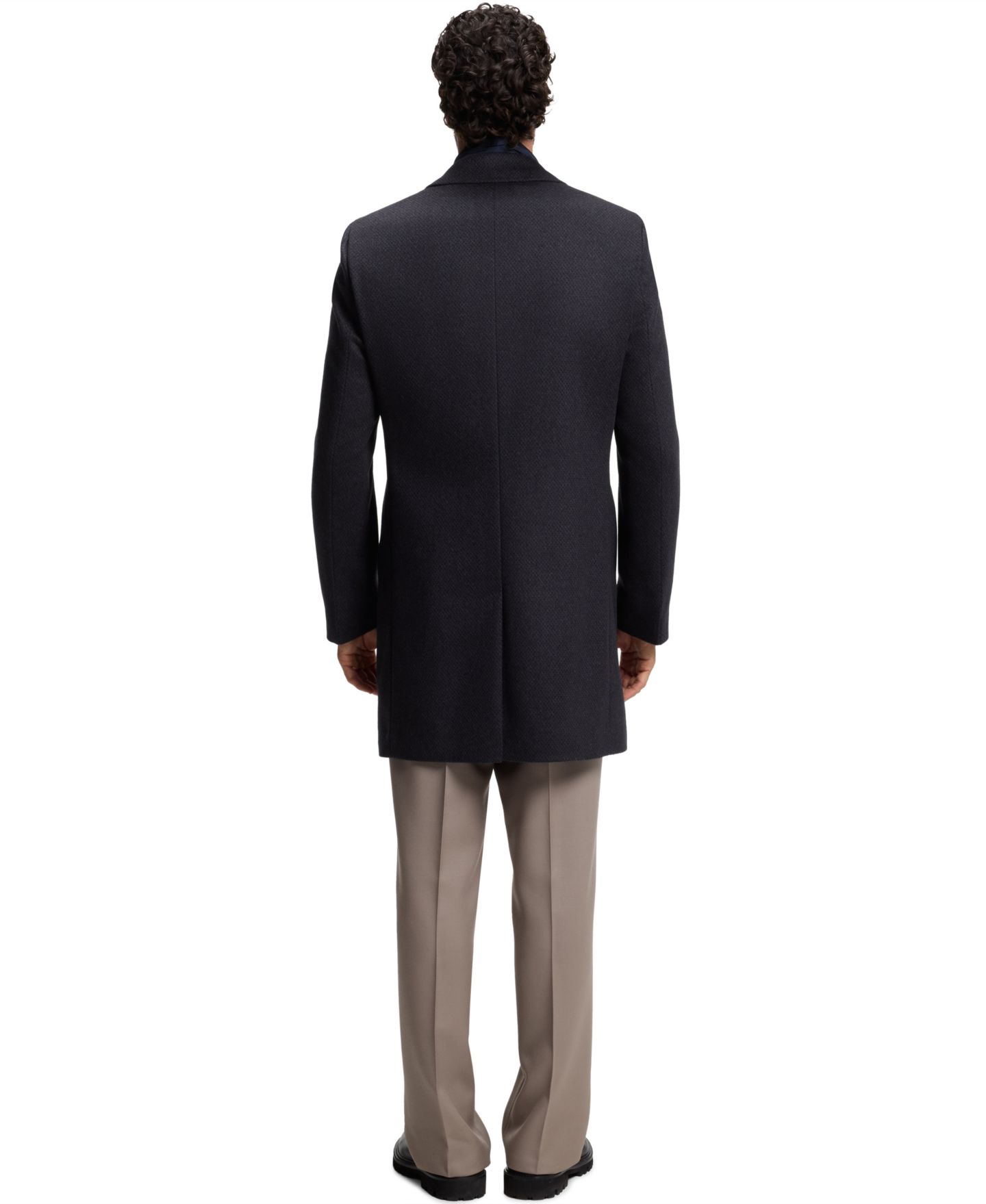 Мужское пальто Hugo Boss BOSS by Wool-Cashmere Slim-Fit, цвет: Тёмный синий — фото 3