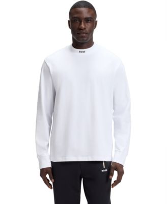 BOSS by Men's Cotton-Blend Long-Sleeve Mock-Neck T-Shirt