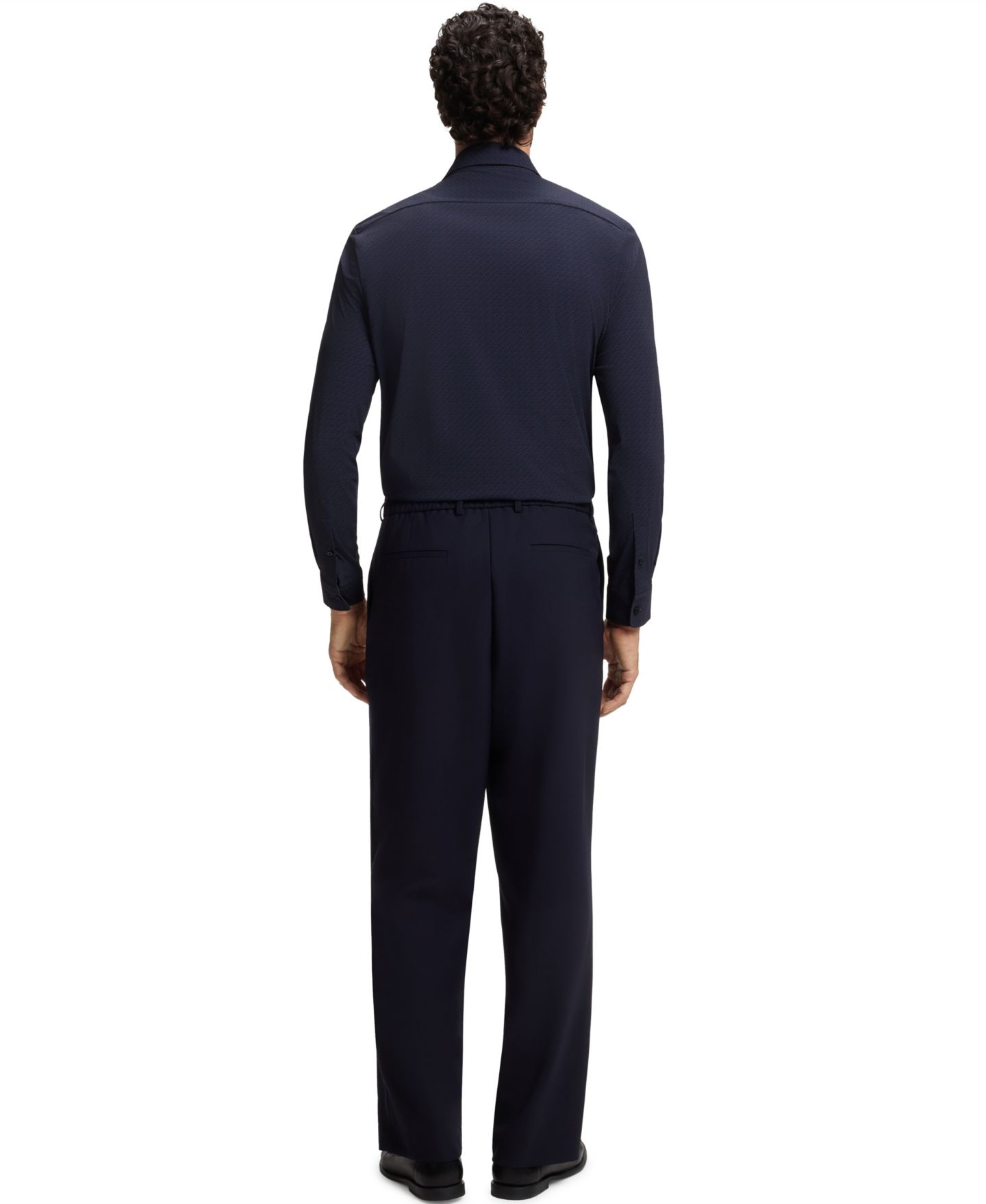 Мужская рубашка Hugo Boss Performance-Stretch Jersey Slim-Fit Dress Shirt, цвет: Тёмный синий — фото 3