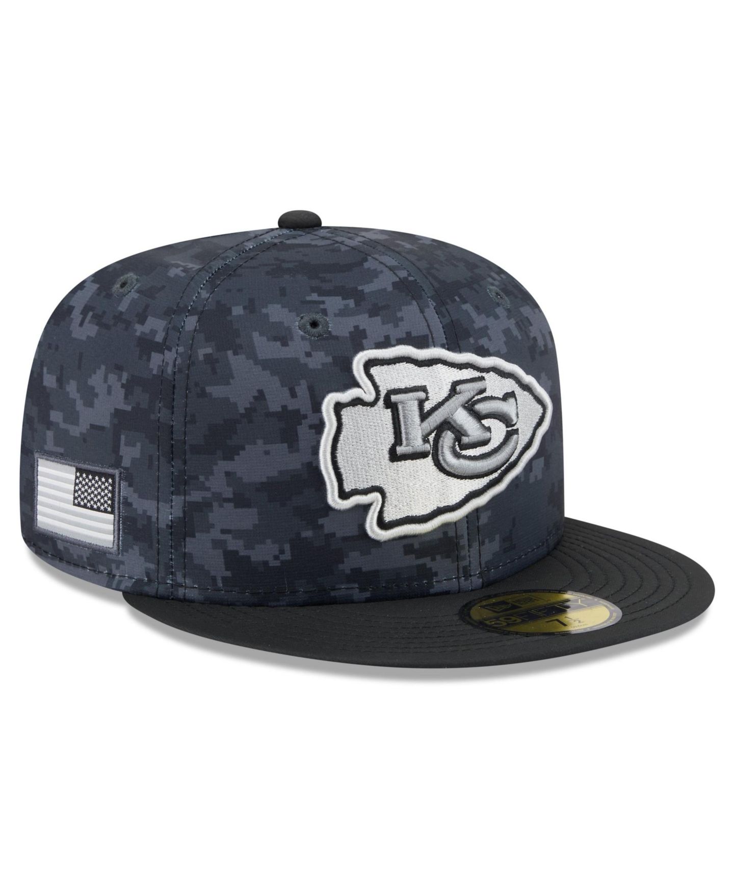 Мужская кепка New Era Black Kansas City Chiefs 2026 Salute To Service 59FIFTY Fitted Hat — фото 1