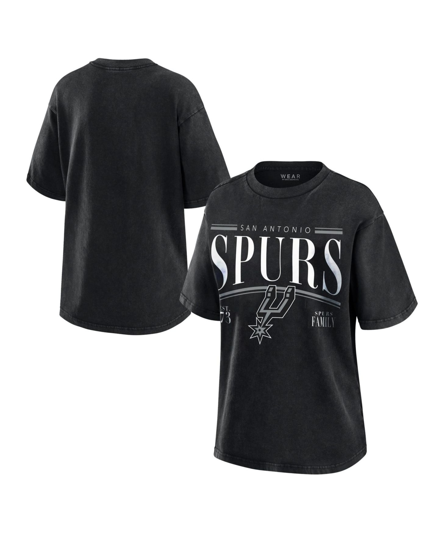 Женская футболка WEAR by Erin Andrews Black San Antonio Spurs Washed Vintage — фото 1