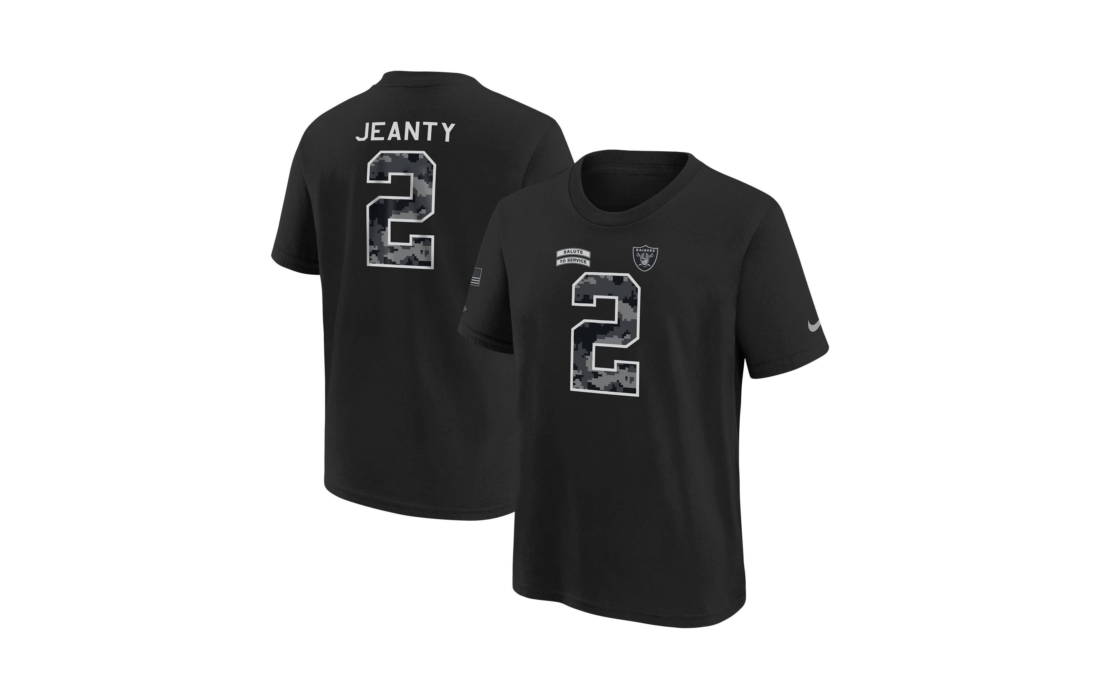 Nike Big Boys' and Girls' Ashton Jeanty Black Las Vegas Raiders 2026 Salute to Service Name & Number T-Shirt