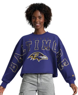 Women's Purple Baltimore Ravens Bleachers Cropped Sweatshirt
