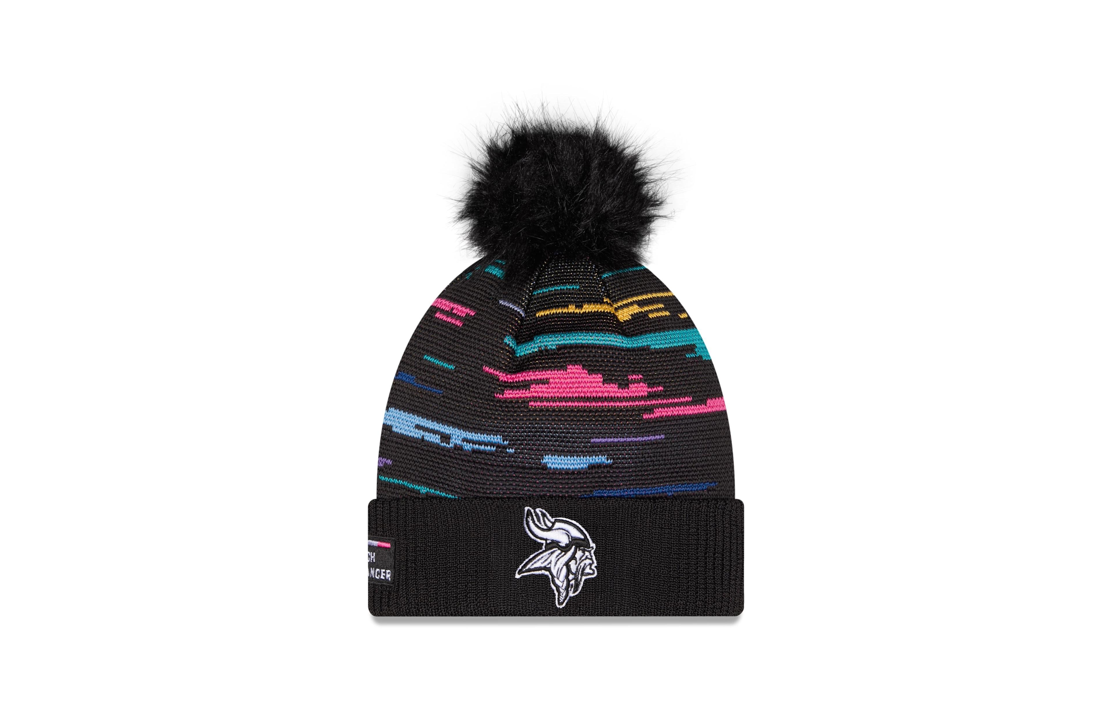 New Era Women's Black Minnesota Vikings 2026 Nfl Crucial Catch Cuffed Knit with Pom Hat