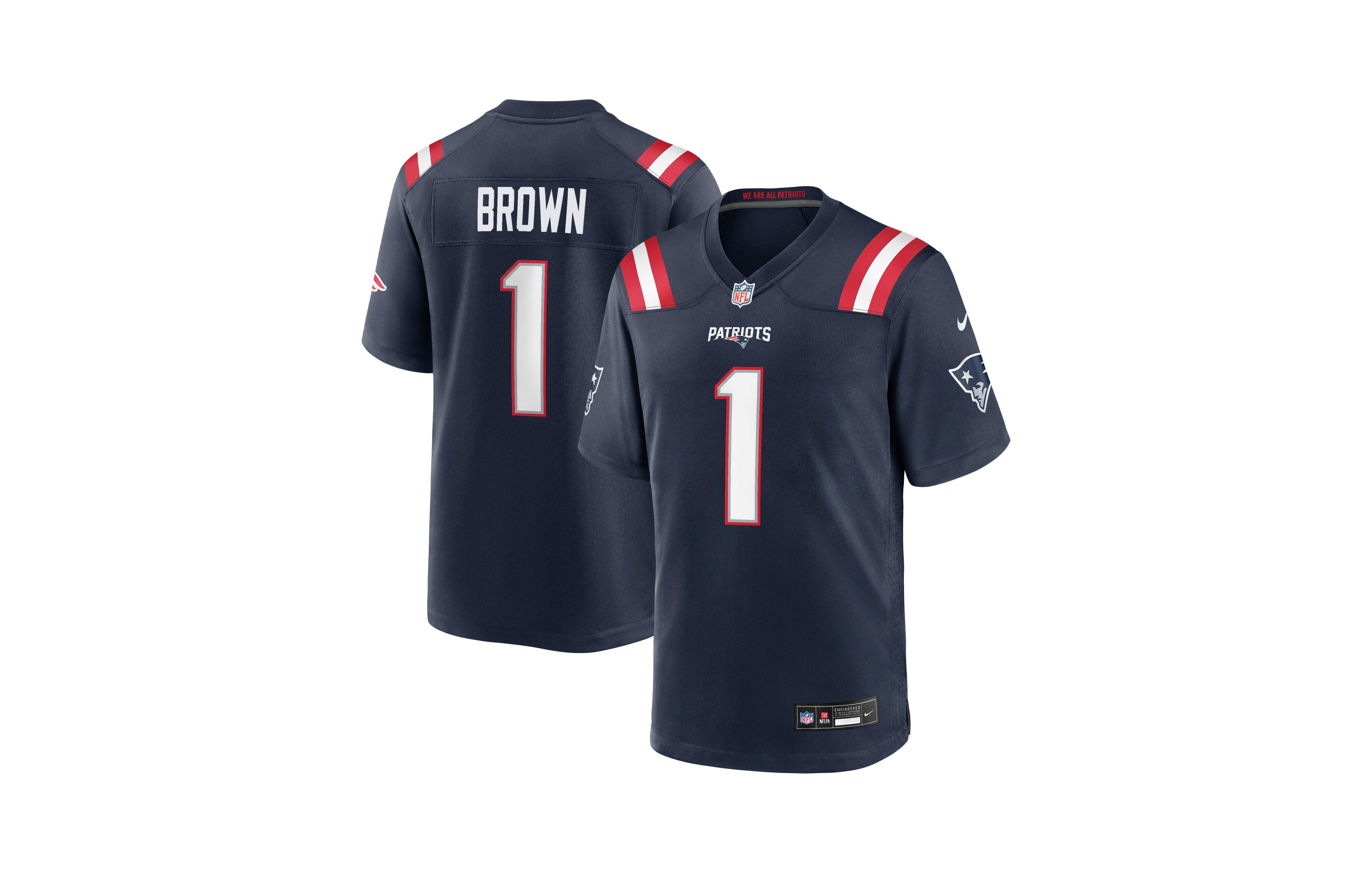 Nike Men's A.j. Brown Navy New England Patriots Team Game Jersey