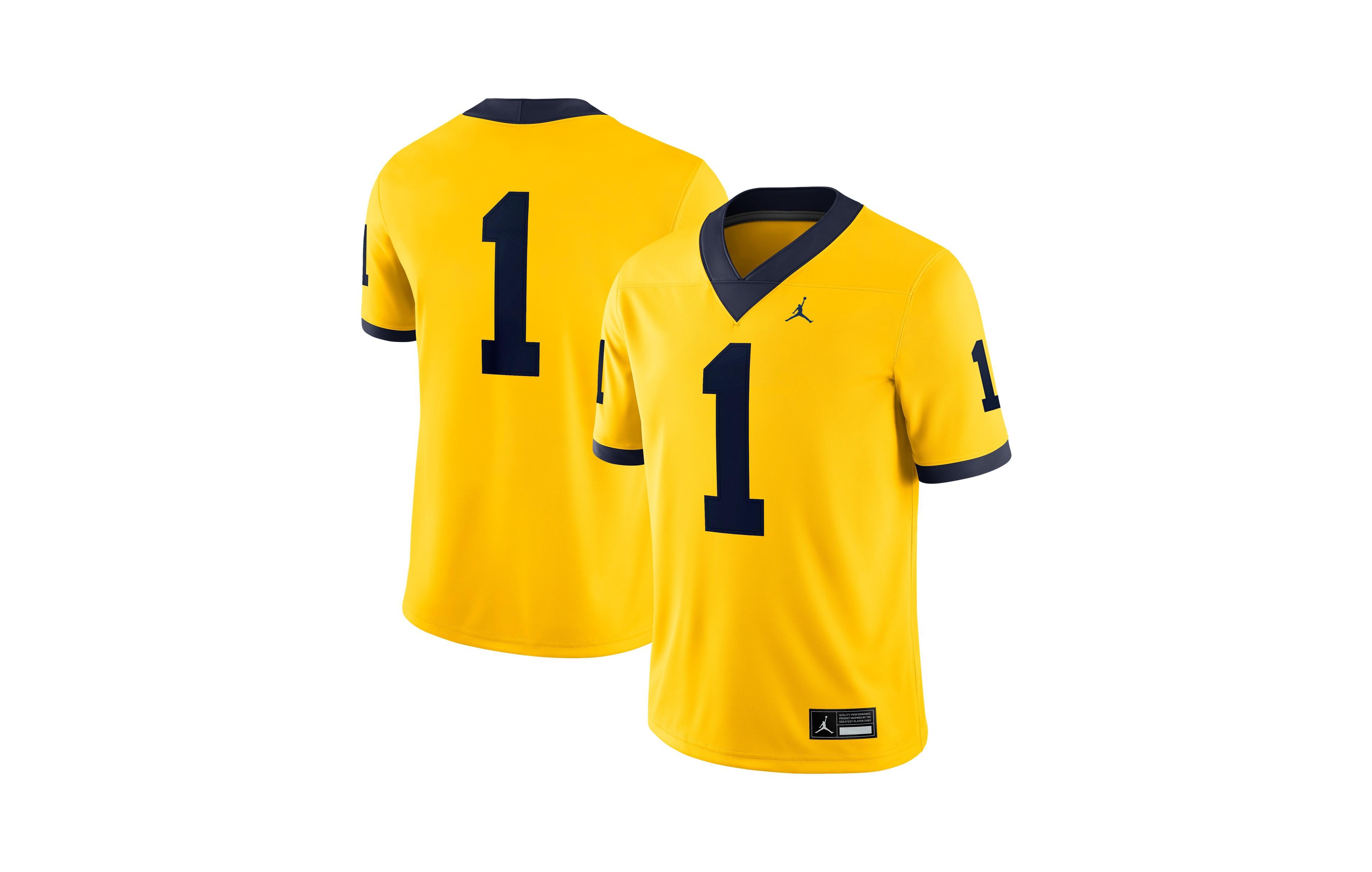 Jordan Men's Maize Michigan Wolverines Alternate Game Football Jersey