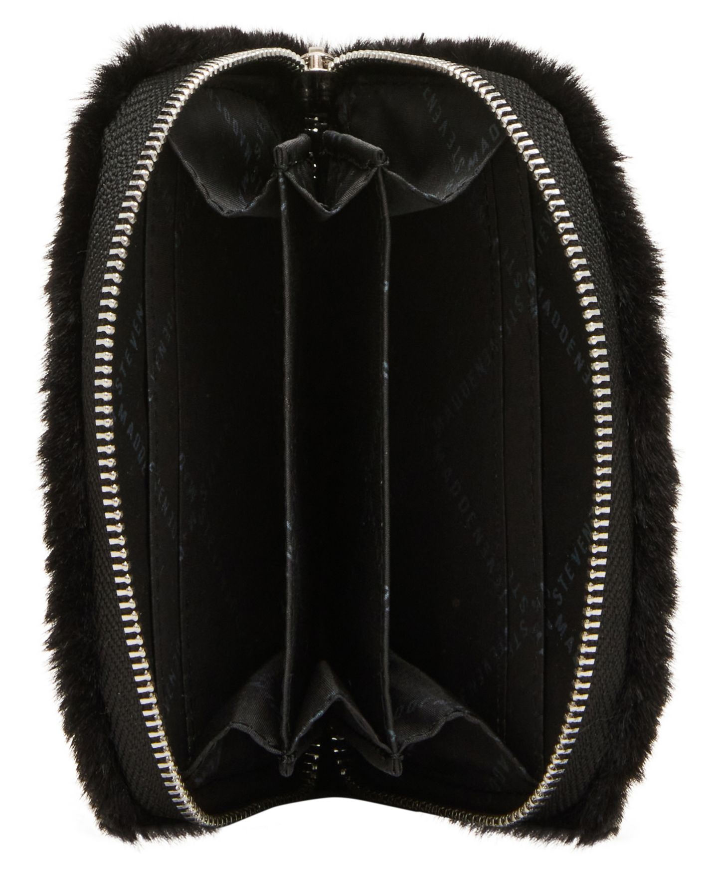 Женские кошельки Steve Madden Jadez Faux Fur Zipper Coin Purse, цвет: Чёрный искусственный мех — фото 4