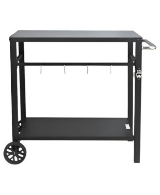 Outdoor Grill Cart with 2 Shelves and Wheels