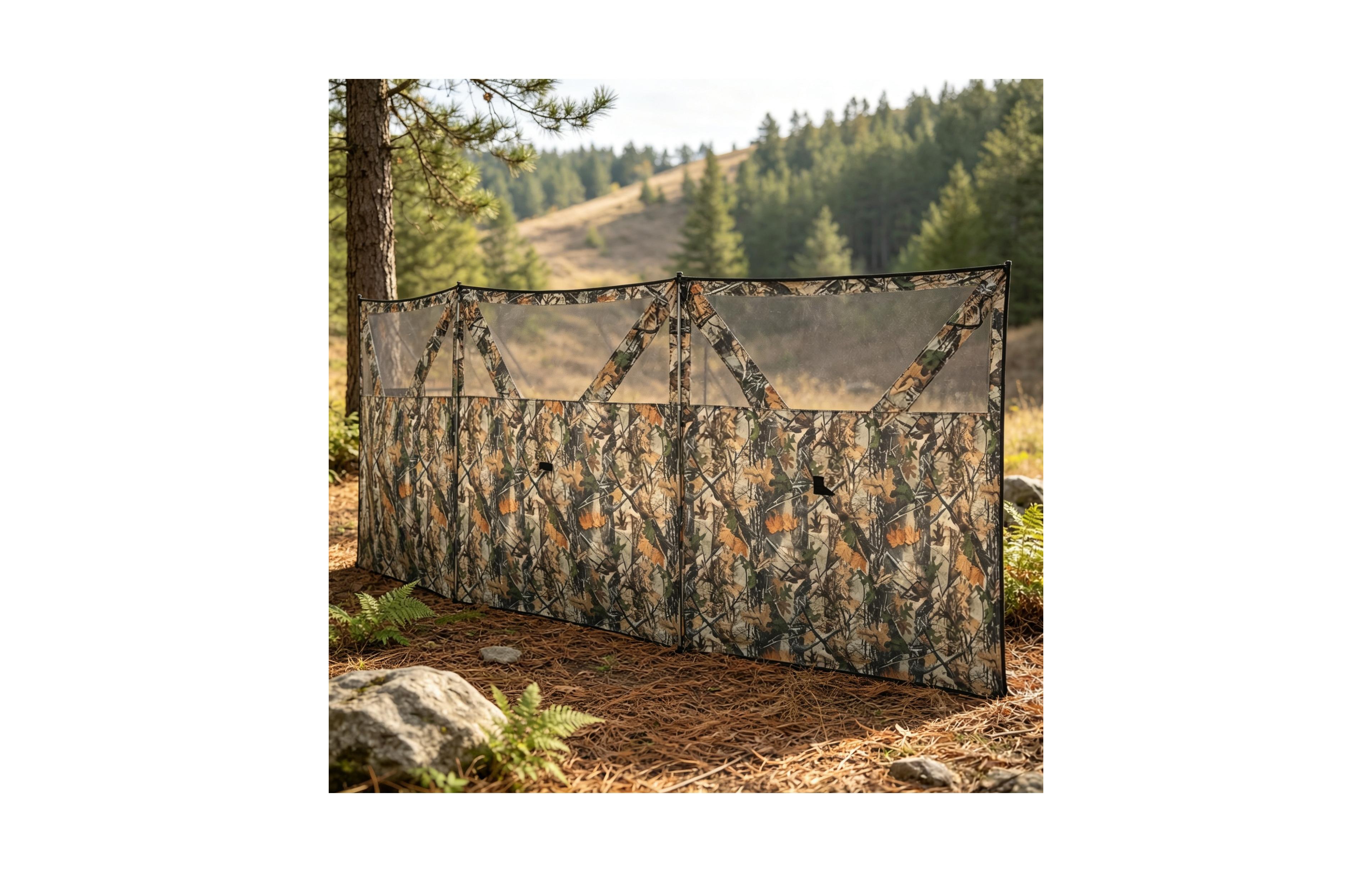 Sevorley Camouflage Hunting Blind - 3-Panel 176" x 58.3" with Quick-Access See Through Windows for Fast Setup Hunting and Camping
