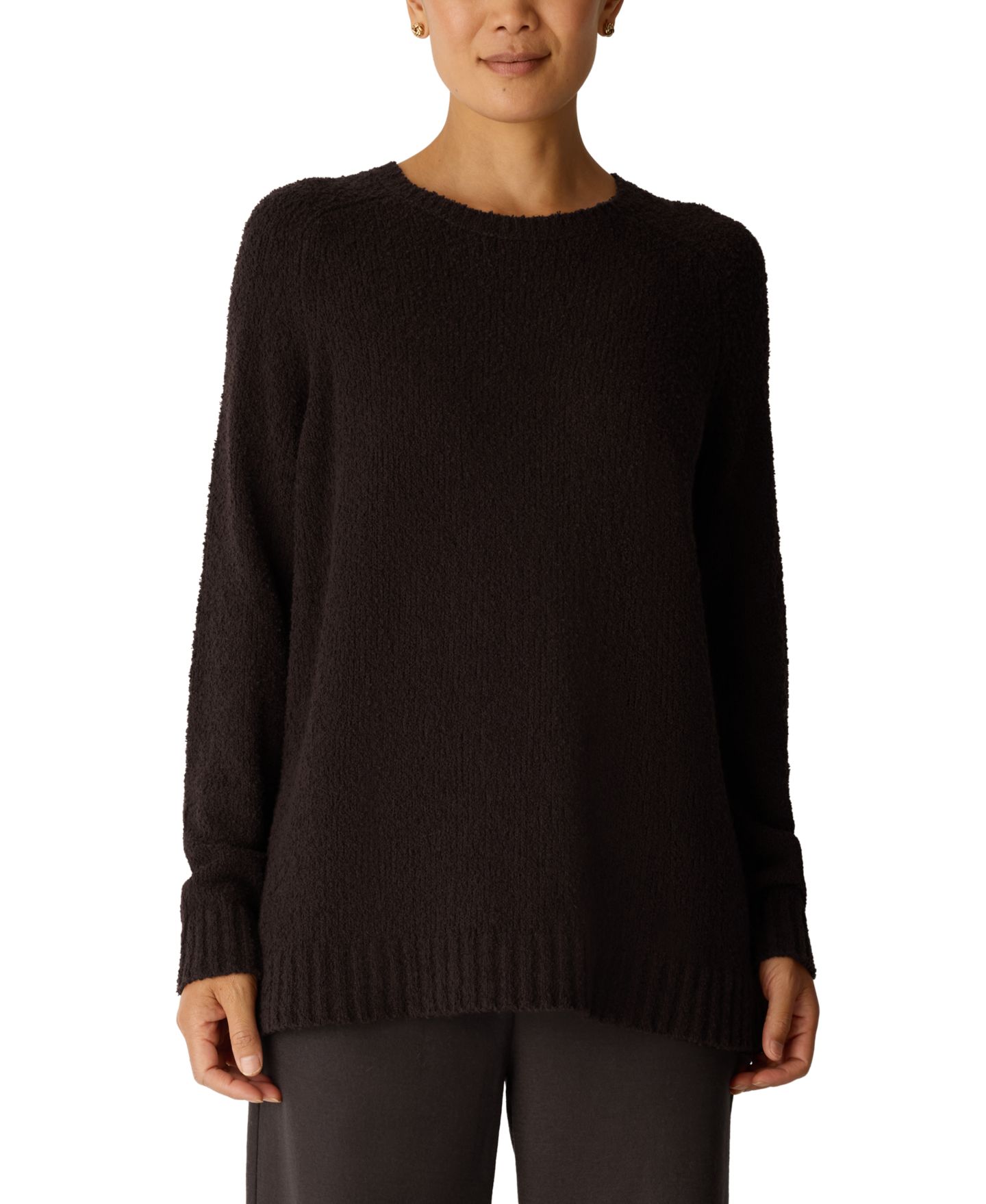 Женский свитер Eileen Fisher Crewneck Long-Sleeve Boucle, цвет: Кофейный — фото 1