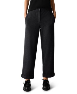 Women's Straight Ankle Elastic-Waist Wool Pants