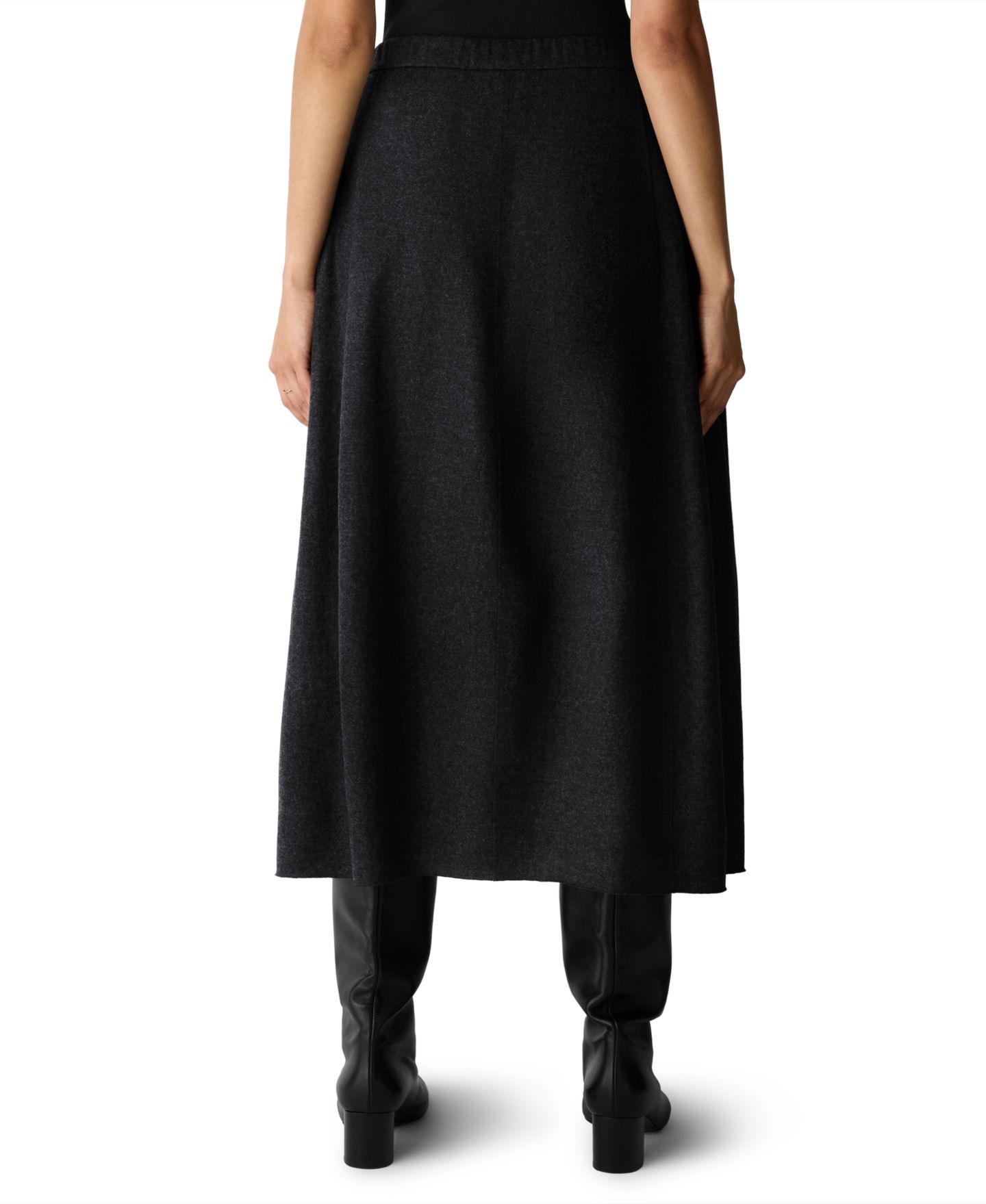 Женская юбка Eileen Fisher Mélange Felted Wool Jersey High-Waisted Maxi Pull-On, цвет: Угольный — фото 3