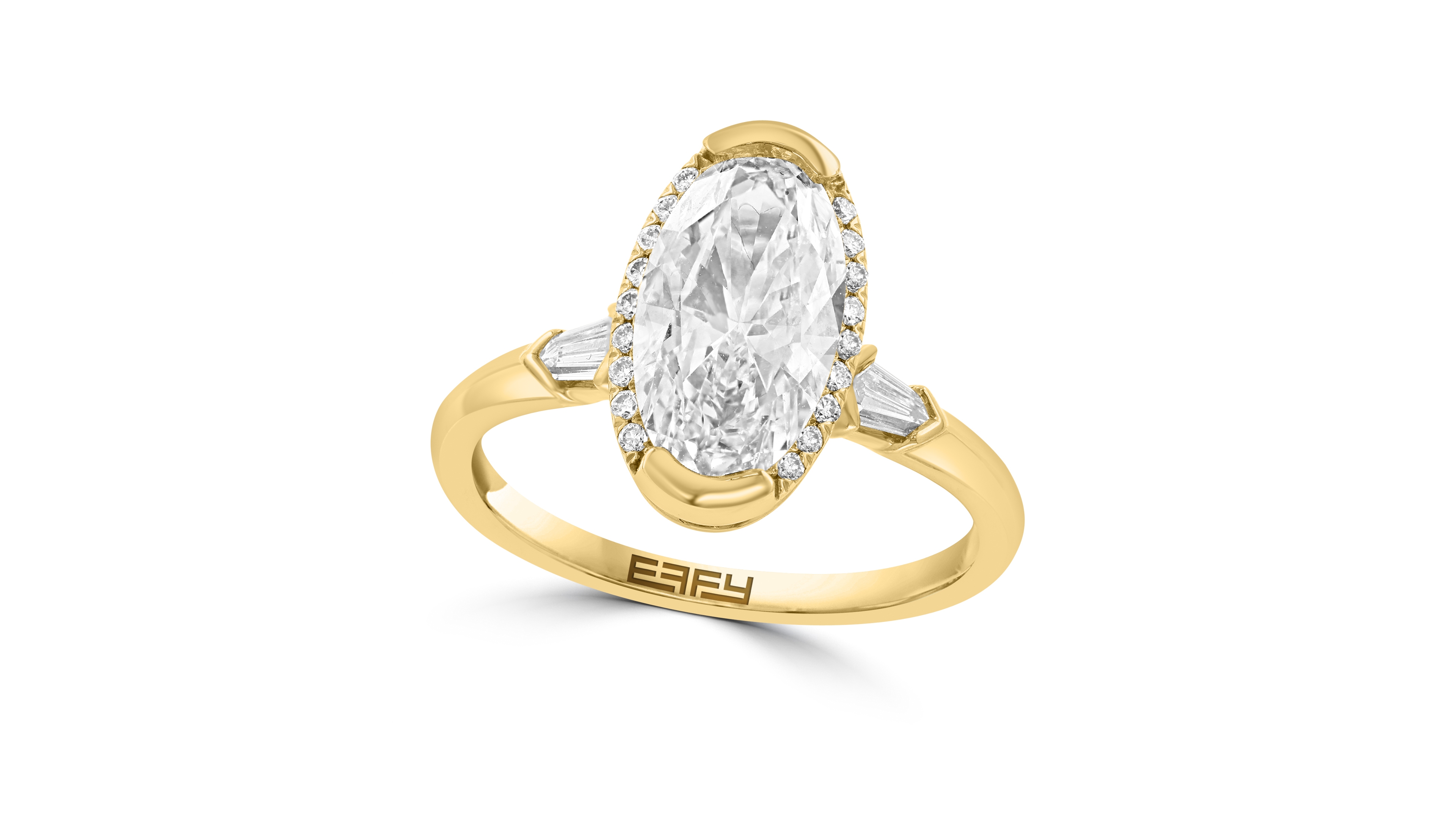 Effy Certified Lab Grown Diamond Oval Ring (2-1/4 ct. t.w.) in 14K Yellow Gold
