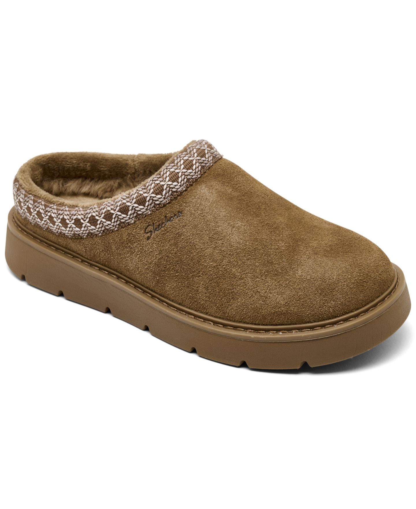 Женские сабо Skechers Cozy Cascade Memory Foam Open-Back Lining Clog Slippers, цвет: Каштановый — фото 1
