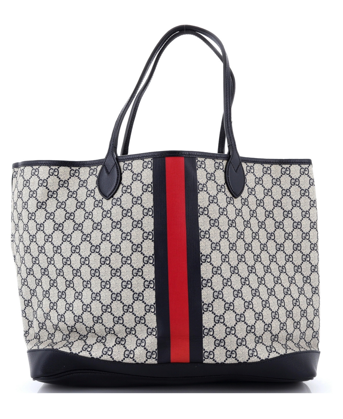 Pre-Owned Gucci Large Ophidia Open Shopping Tote Gg Coated Canvas - Black