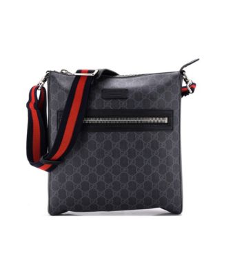 Medium Web Strap Front Zip Messenger Bag GG Coated Canvas
