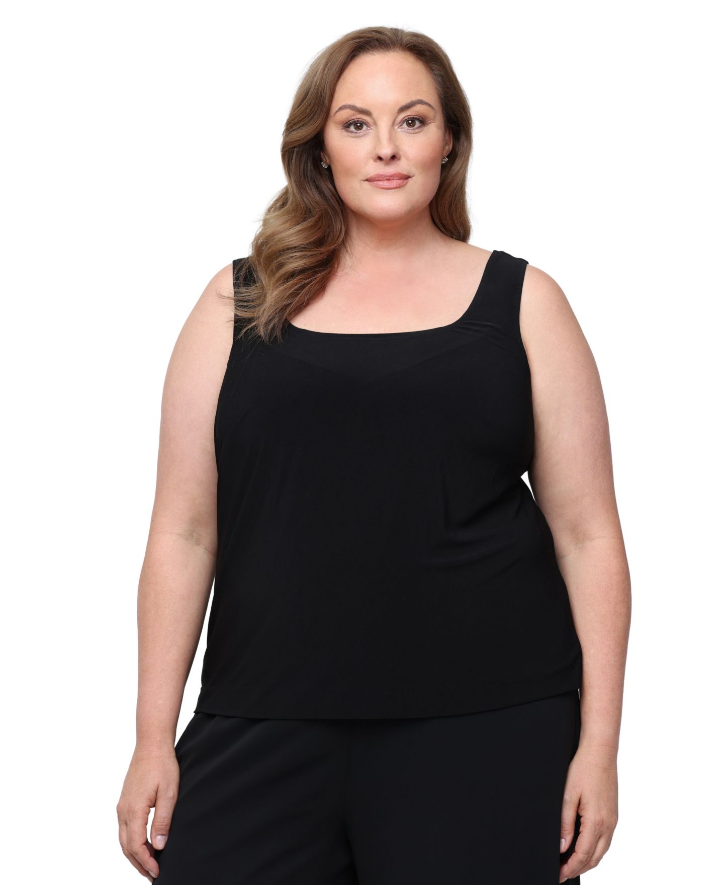 Женские комплекты Alex Evenings Plus Size Sequin Floral-Print Scoop Neck Tank and Jacket, 2-Piece Set, цвет: Чёрный / Бронзовый — фото 2