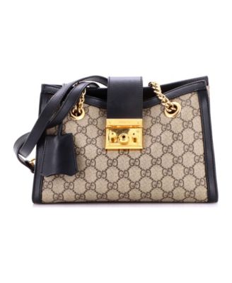 Small Padlock Chain Tote GG Coated Canvas with Leather