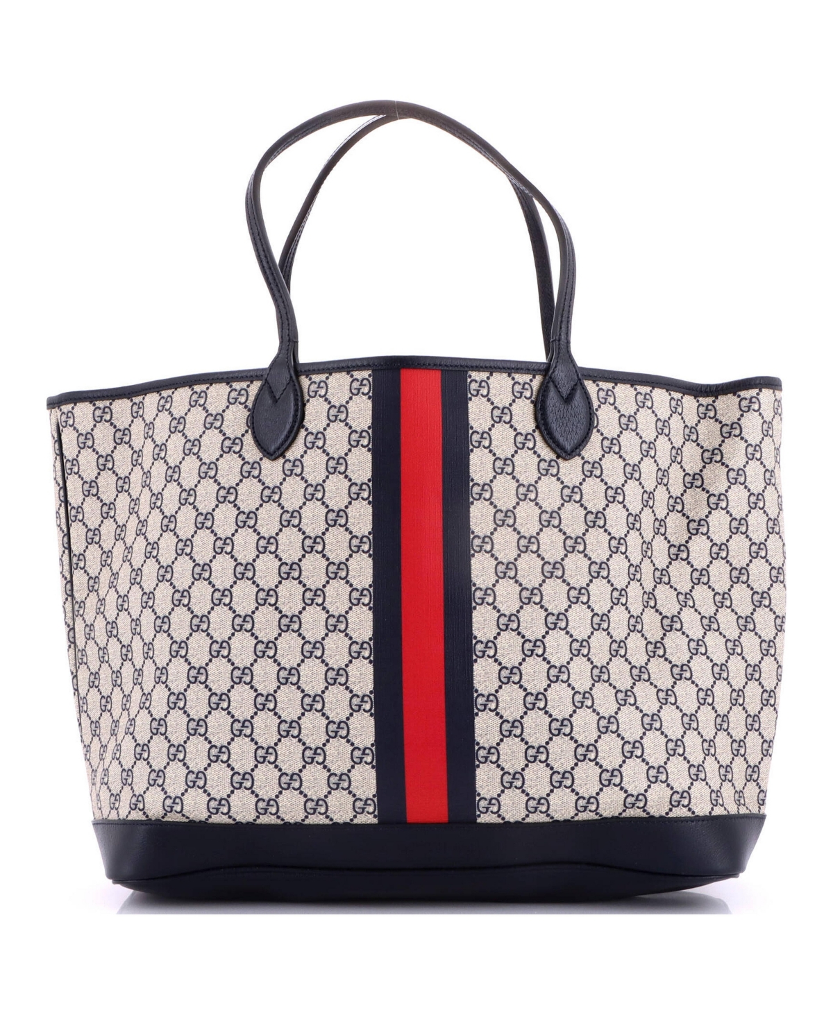 Pre-Owned Gucci Large Ophidia Open Shopping Tote Gg Coated Canvas - Blue