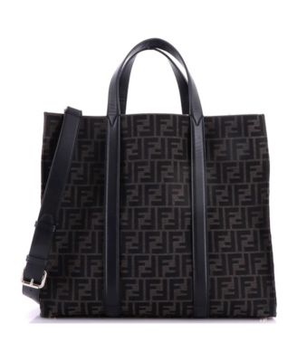 Large Convertible Open Tote Zucca Jacquard Fabric and Leather