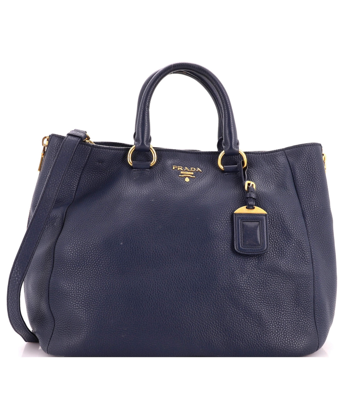 Pre-Owned Prada Large Side Zip Shopper Tote Vitello Daino