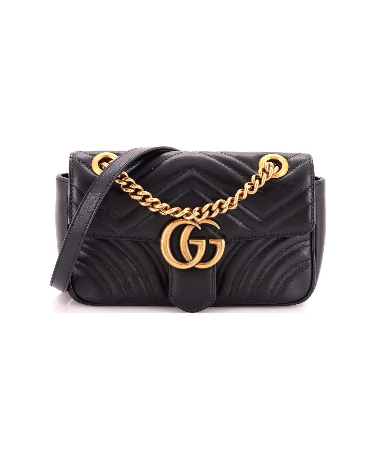 Pre-Owned Gucci Mini Gg Marmont Flap Bag Matelasse Leather