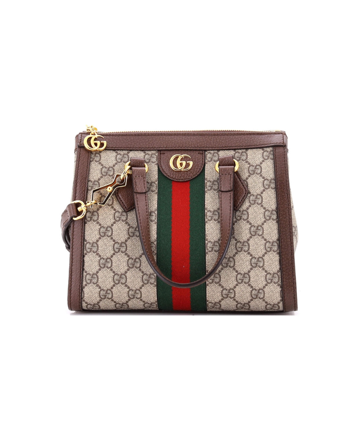 Pre-Owned Gucci Small Ophidia Top Handle Tote Gg Coated Canvas - Brown