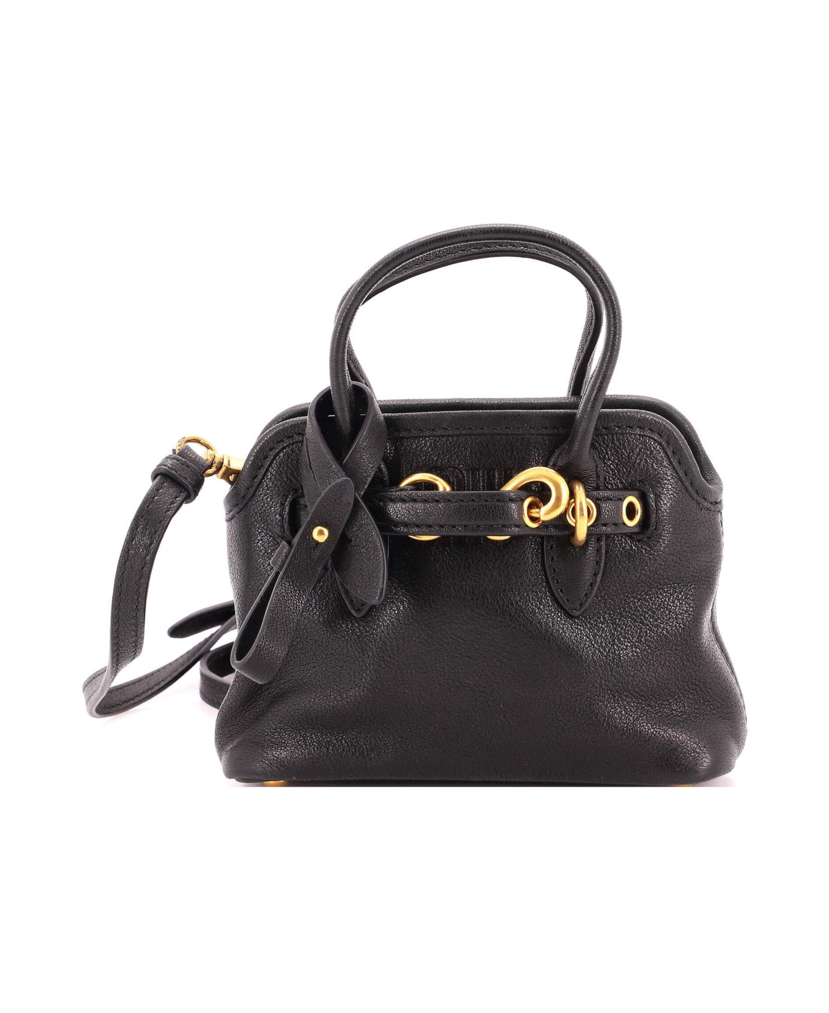 Pre-Owned Miu Miu Mini Aventure Tote Leather - Black