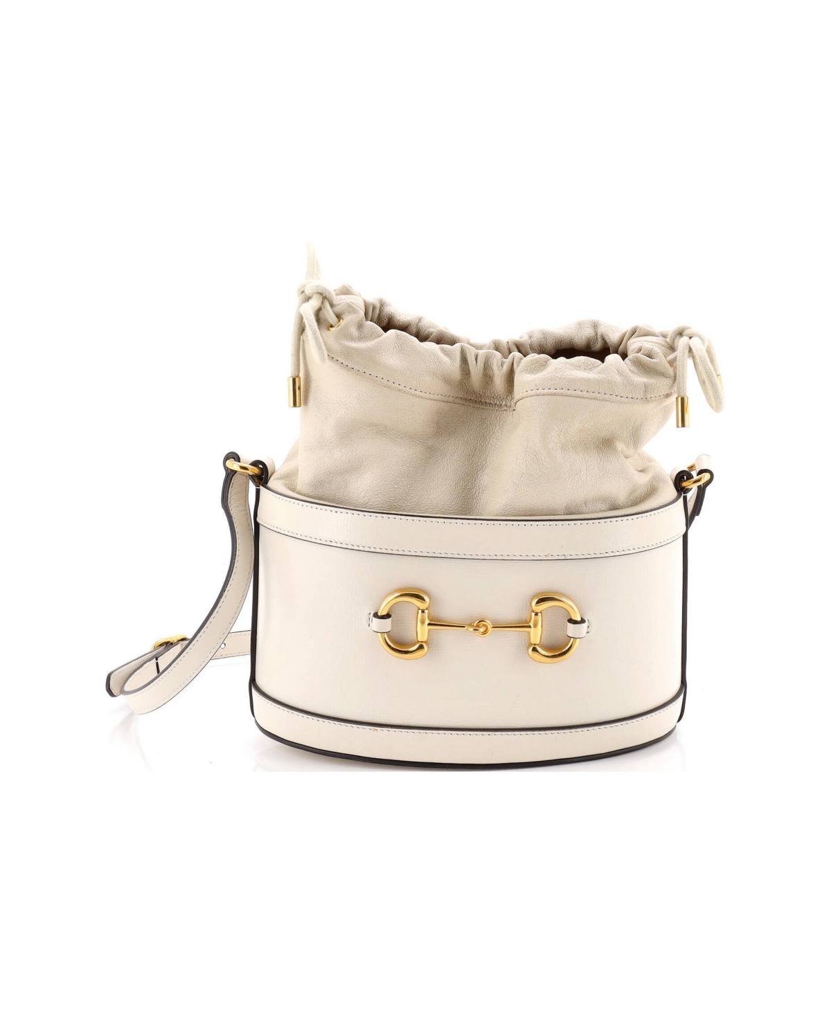 Pre-Owned Gucci Small Horsebit 1955 Bucket Crossbody Bag Leather - Natural