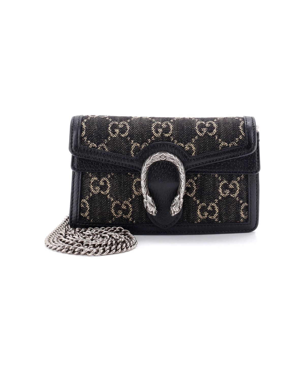 Pre-Owned Gucci Super Mini Dionysus Bag Gg Denim - Black