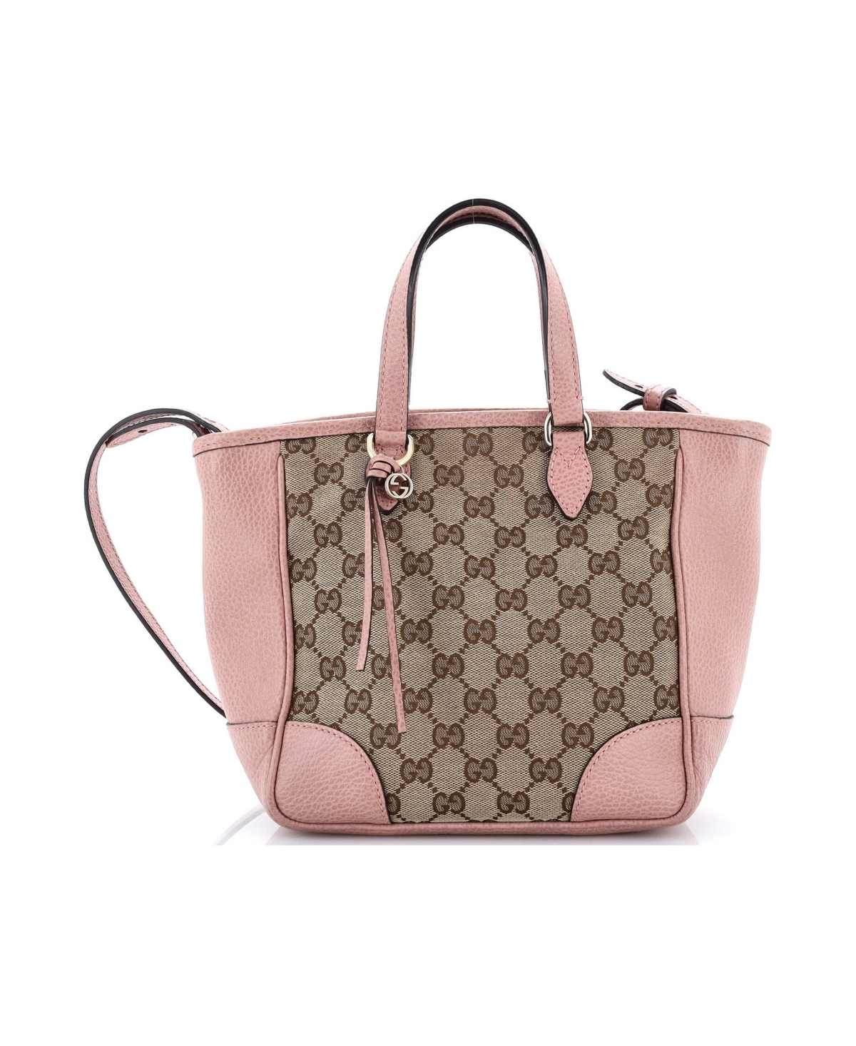 Pre-Owned Gucci Small Bree Convertible Tote Gg Canvas with Leather - Pink