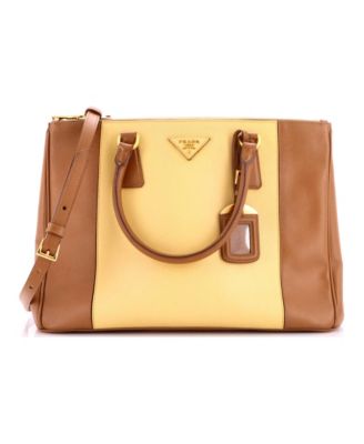 Medium Bicolor Double Zip Lux Tote Saffiano Leather