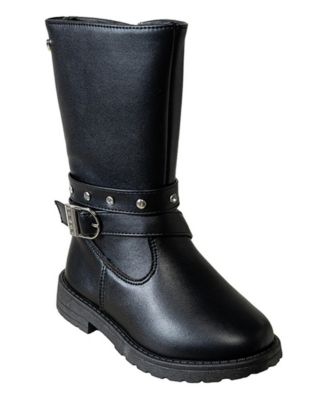 Girls Toddler Fashion Rider Boots with Heart Buckle and Studs