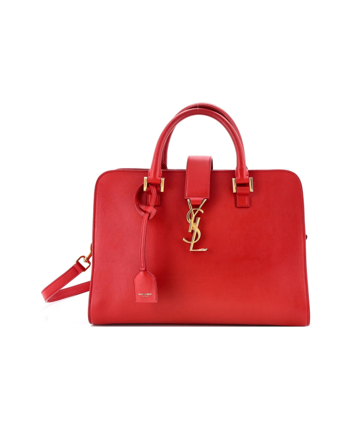 Pre-Owned Saint Laurent Small Monogram Cabas Leather - Red