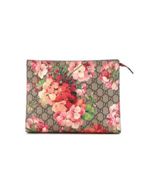 Large Toiletry Pouch Blooms Print GG Coated Canvas