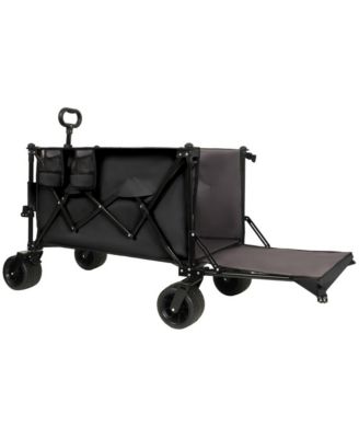 55.12In Foldable Wagon Cart,480LBS Heavy Duty with Extended Tailgate,Large All Terrain Wheels for Beach,Fishing,Gardening,Picnic