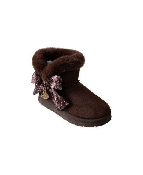 Ботинки Bebe Cozy Boot with Bandana Bow and Hanging Charms Faux Fur Collar Boots для девочек, цвет: Тёмный коричневый