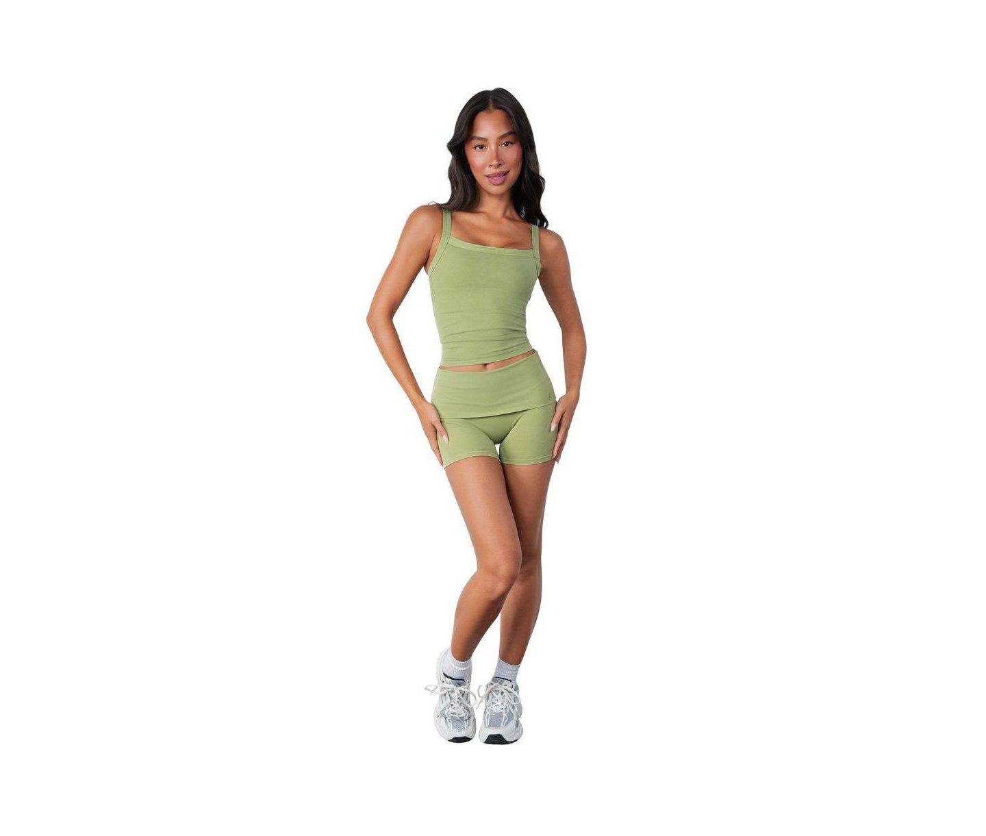 Женские шорты Vitality Cloud II Mini High-Waisted Foldover Waistband, 4 1/2" Inseam, цвет: Потёртый — фото 1