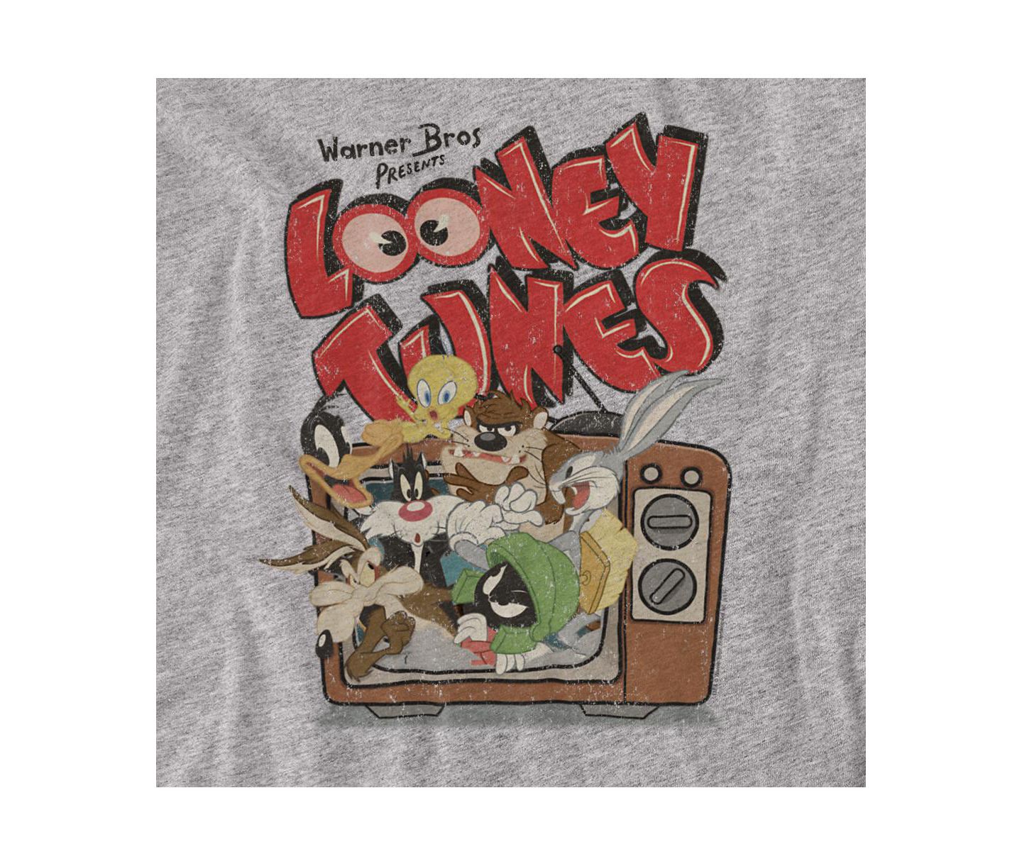 Мужская футболка Looney Tunes Big & Tall Saturday Mornings Graphic, цвет: Меланжевый — фото 2