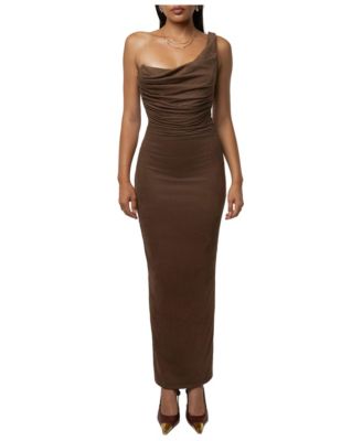 Women's Monte Carlo Faux Suede One-Shoulder Maxi Dress
