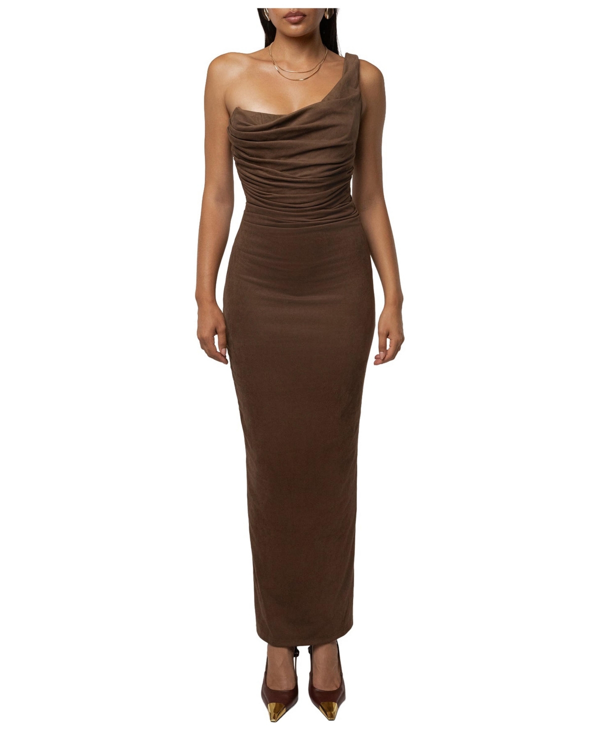 Jluxlabel Women's Monte Carlo Faux Suede One-Shoulder Maxi Dress