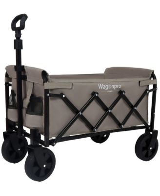 Expandable Dual Layer Collapsible Utility Wagon,220 lbs Heavy Duty Steel Frame Cart for Camping Shopping Gardening Beach Outdoor Use