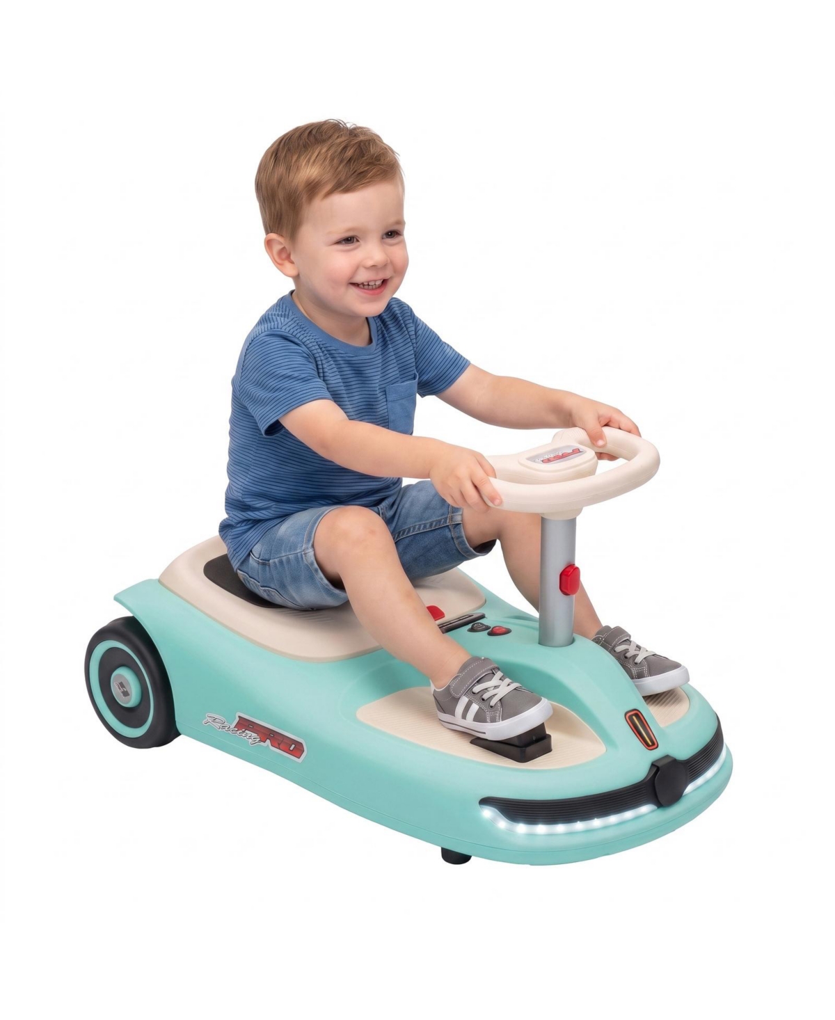Glintex 12V Electric Wiggle Car with Convertible Pull Handle, 66-lb Capacity, Ages 3-5