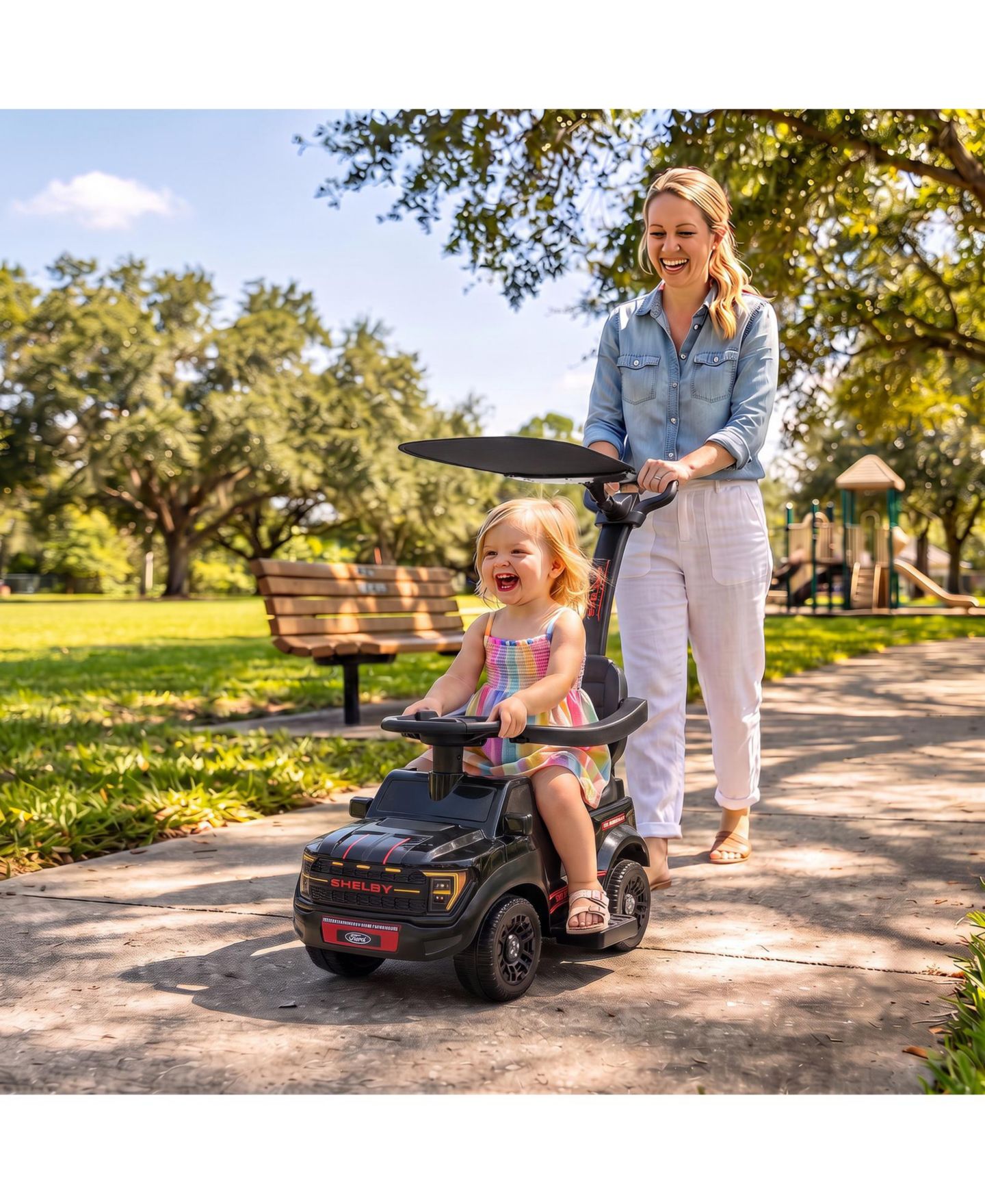 Детская игрушка Glintex Licensed Ford Shelby 3-in-1 Push Car, 25 kg Capacity, 1–3 года, цвет: Чёрный — фото 3