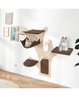 Wall-Mounted Cat Tower Cat Wall Shelves Furniture with Perch