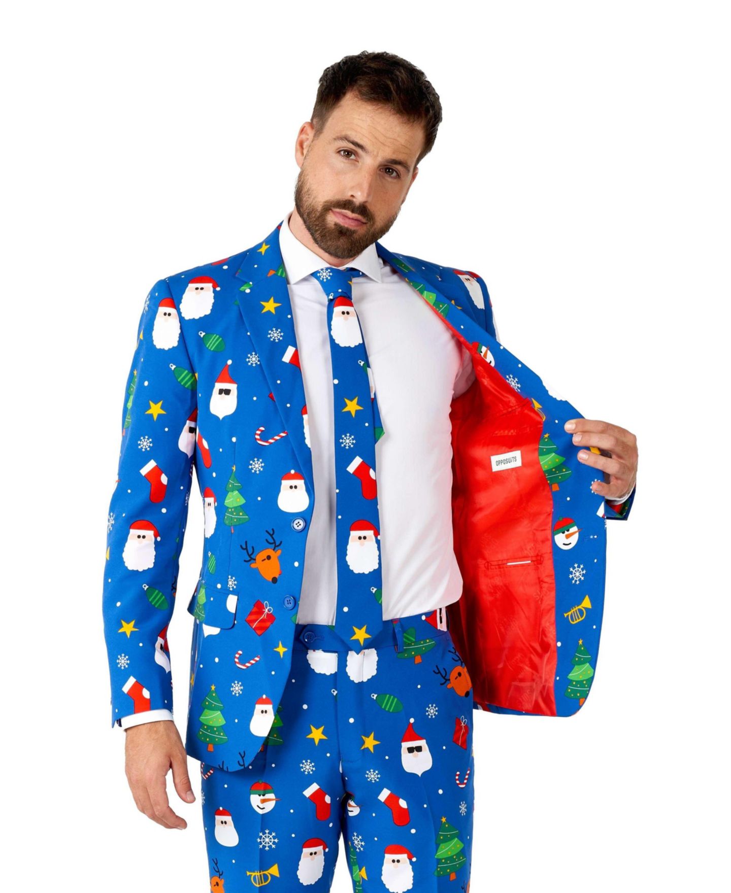 Мужской пиджак OppoSuits Christmas Suit X- Mas Pine Tree Outfit Slim Fit Blazer, цвет: Синий — фото 5